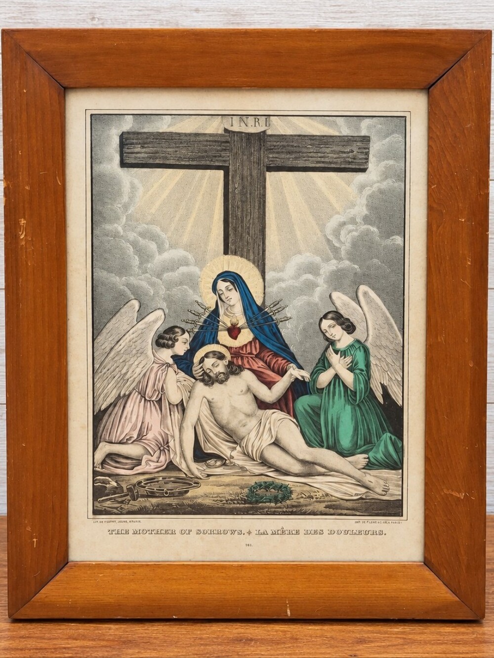 Antique James Baillie Mother of Sorrows La Mere des Douleurs Lithograph Framed